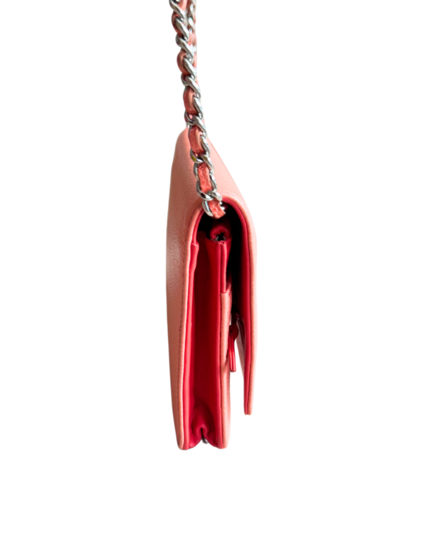 CHANEL | Lambskin quilted wallet on Chain WOC coral - Image 9