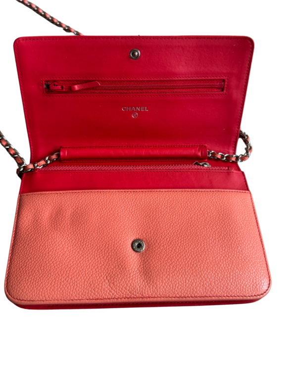 CHANEL | Lambskin quilted wallet on Chain WOC coral - Image 2
