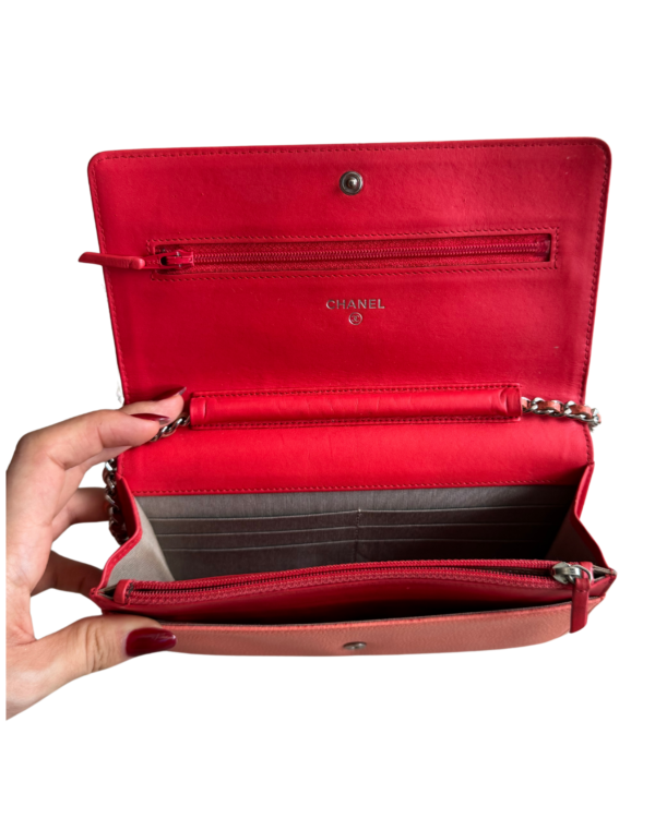 CHANEL | Lambskin quilted wallet on Chain WOC coral - Image 3