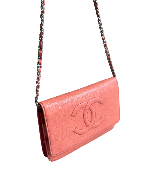 CHANEL | Lambskin quilted wallet on Chain WOC coral - Image 6
