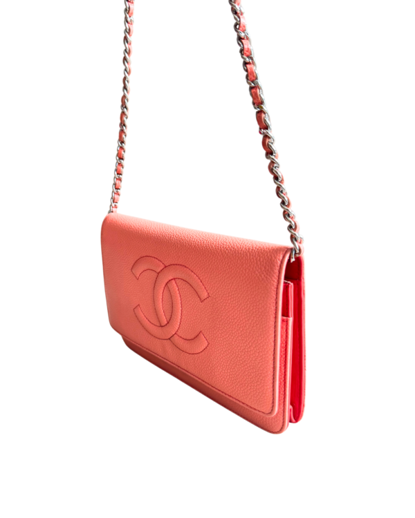 CHANEL | Lambskin quilted wallet on Chain WOC coral - Image 7