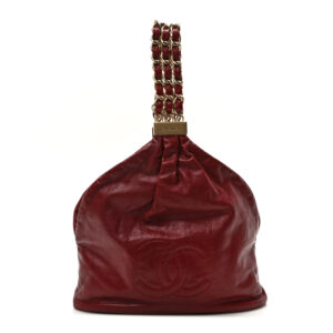 CHANEL | Lambskin Mini Rock and Chain Hobo Red