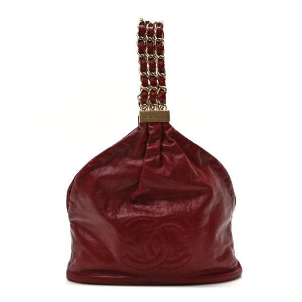 CHANEL | Lambskin Mini Rock and Chain Hobo Red