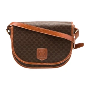 CELINE | Brown Macadam Triomphe Shoulder Bag Vintage