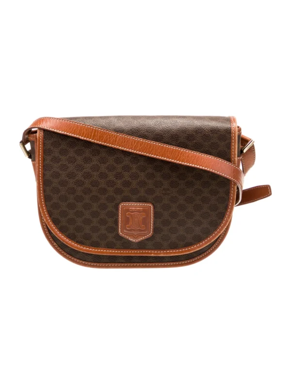 CELINE | Brown Macadam Triomphe Shoulder Bag Vintage